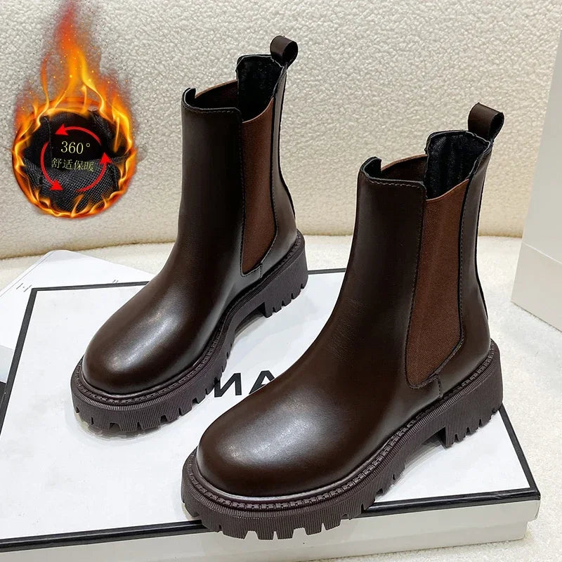 2024 Chelsea boots new thick-soled women's winter shoes for women autumn fashion thick-soled short boots for women