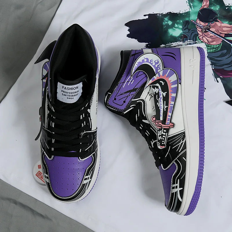 Fashion Purple High Top Casual Sneaker Men Hip-Hop Designer Anime Shoes Sneakers for Men Streetwear Platform Skateboarding Shoes