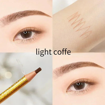 6 Colors Option Eyebrow Pencil Waterproof and Non-smudge Genuine Wood Hard Core Wholesale Wood Eyebrow Pencil Eyebrow Pen Golden