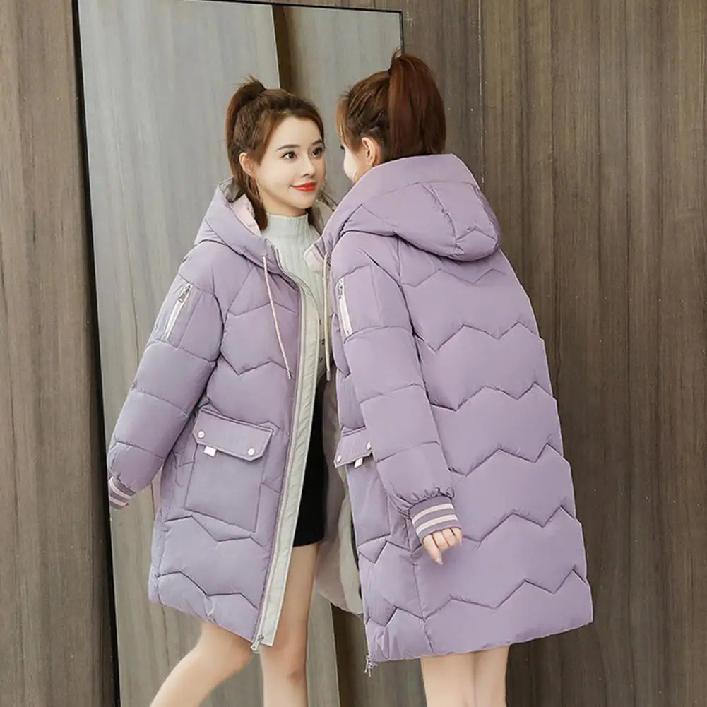 2023 New Women Long Down Cotton Jacket Korean Loose Cotton Coat Winter Thicken Warm Women Parkas Winter Female Hooded Coat