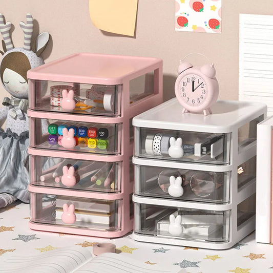 Multifunctional Desktop Storage Drawer Box with Pen Holder and Hair Accessories Storage Rack, Multi-layer Jewelry Box