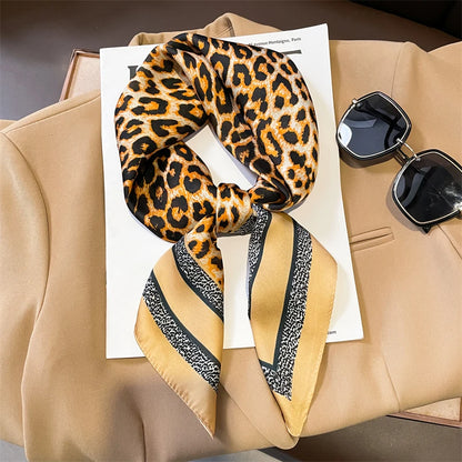 Luxury Brand Silk Square Plaid Scarf Women Satin Neck Hair Tie Band Soft work neckerchife 2021 NEW Hijab Head Female Foulard