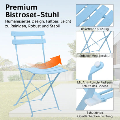 Outdoor Furniture Patio Set Bistro Table Set 3piece Steel Table And Chairs Folding Bistro Set For Lawn Balcony Backyard Yard