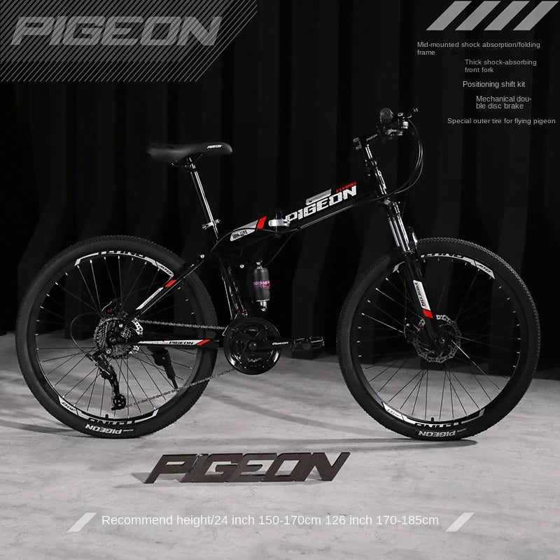 Mountain Bike Men's Folding Bike Dual Shock Absorption Bicycle Teenagers Middle School Students Women Road Adults Camping