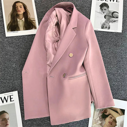 Casual Long Sleeve Suit Blazer Office Lady Spring Autumn Fashion Elegant Solid Outerwear Jacket For Women 2024 Female Coat