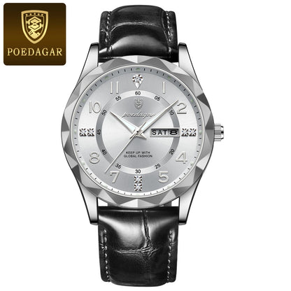 POEDAGAR Luxury High Quality Watches for Men Sport Quartz Leather Man Watch Waterproof Luminous Date Week Men's Watch Male Reloj