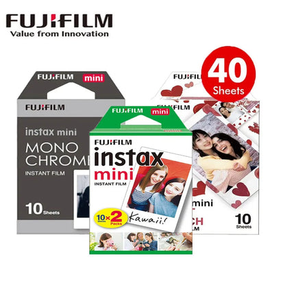 10-100 Sheets Fujifilm Instax Mini 12 Film Mono Monochrome Film For Mini SE 7+ 99 40 Evo 90 Link 2 Printer Instant Photo Camera