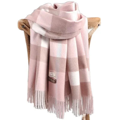 2024 Pamwallymensa Women's Scarf Winter Luxury Brand Tippet Scarves for Ladies Plaid Shawls Warm British Style Thicken Man