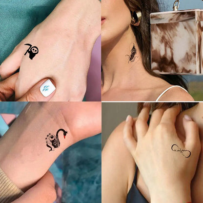 15 Sheets Small Temporary Tattoos For Kids Women Men Finger Fake Tattoo Stickers Letter infinity Star Moon Black Tatoos Paste