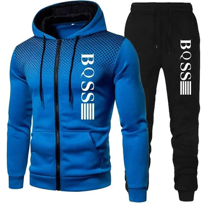 2024 New Men's Clothing Sweatshirt Suit Fall Winter Zipper Hooded Sweater Pants Tracksuit Cardigan Two Piece Set