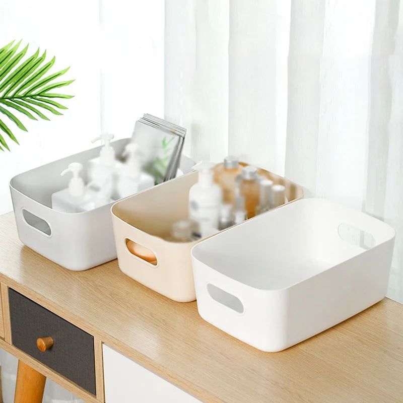 20/25/30cm Desktop Storage Box Dormitory Sundries Plastic Cosmetic Storage Box Bathroom Kitchen Sorting Storage Basket Bins