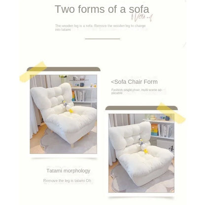 XD Lazy Sofa Cream Technology Cloth Sleepable Bedroom Small Sofa Tatami Single Sofa Adjustable Backrest Lounge Sofa Balcony Sofa