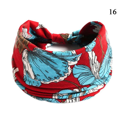 Boho Knot Turbans Yoga Elastic Head Wrap Women Headband Wide Hairbands Headwear Floral Bandanas Fashion Hair Band Accessories