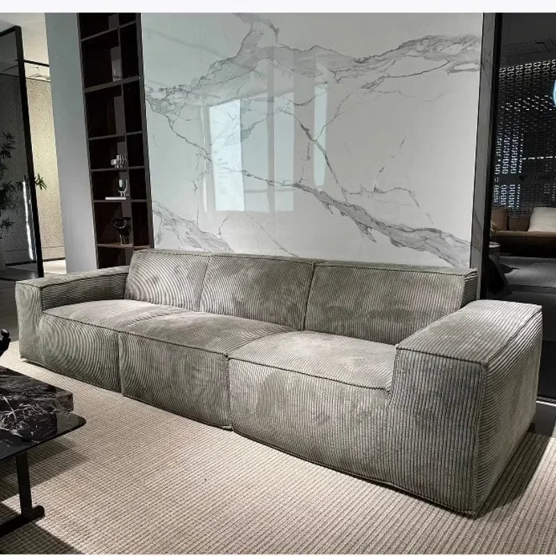 Vacuum Compressed Tofu Block Cloth Sofa, Corduroy Fabric Couch, Living Room Designer Internet Famous Sectional Sofas