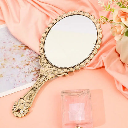 High Definition Handheld Mirror Pattern Handle Easy to Carry Portable Dressing Mirror Odorless Carved Small Mirror Living Room