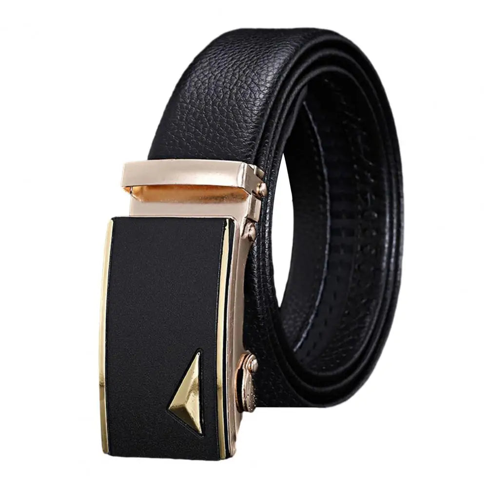 Men Belt High-quality Men's Automatic Business Belt with Smooth Faux Leather Alloy Buckle Durable Anti-slip Belt for Formal