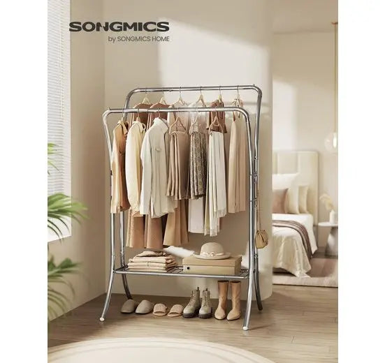 SONGMICS dresses stand coat rack metal stand 6 hooks shelf