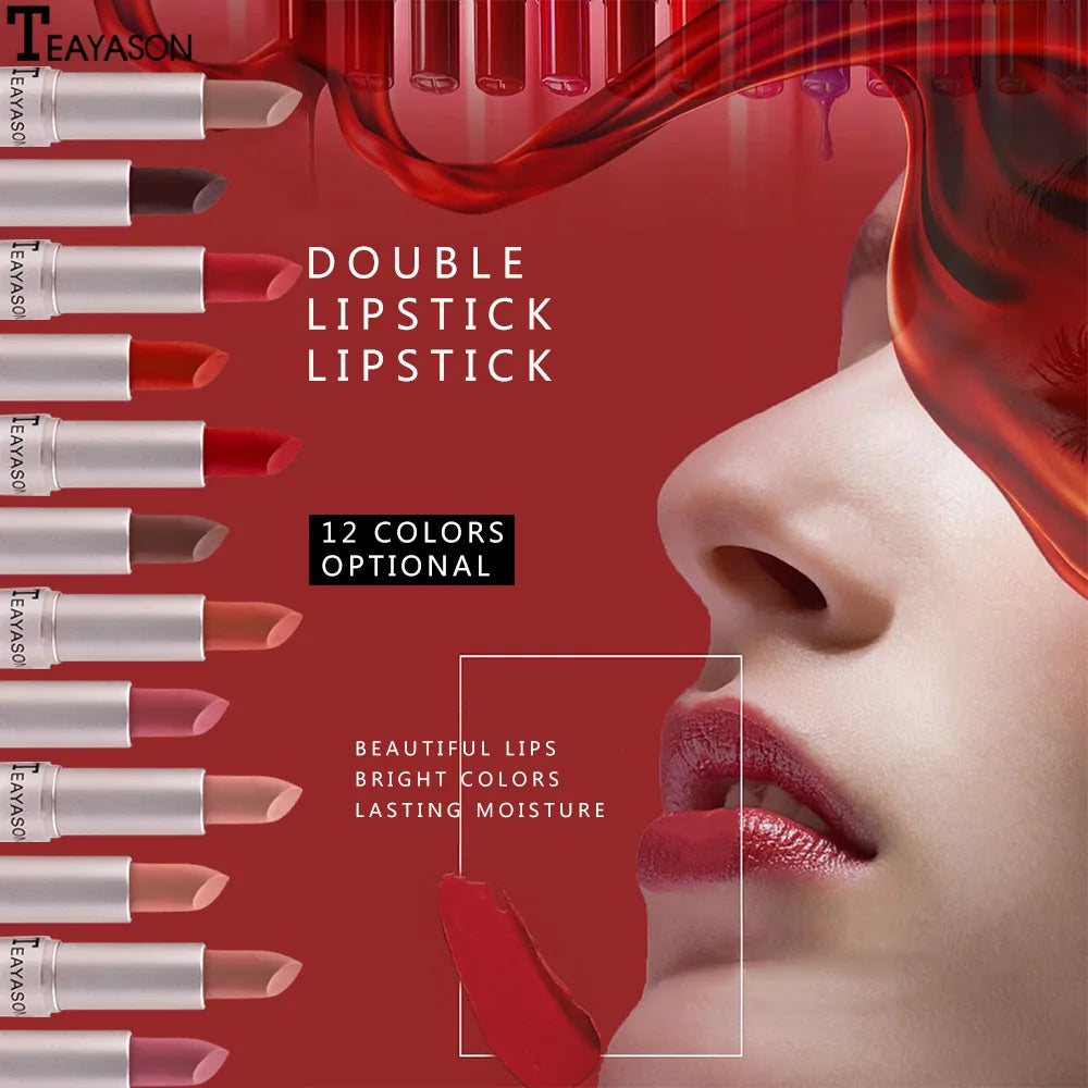 Long Lasting Velvet Matte Lipstick Double Head Lip Gloss Non-stick Cup Lip Gloss Tint Plumper Waterproof Lipstick Makeup