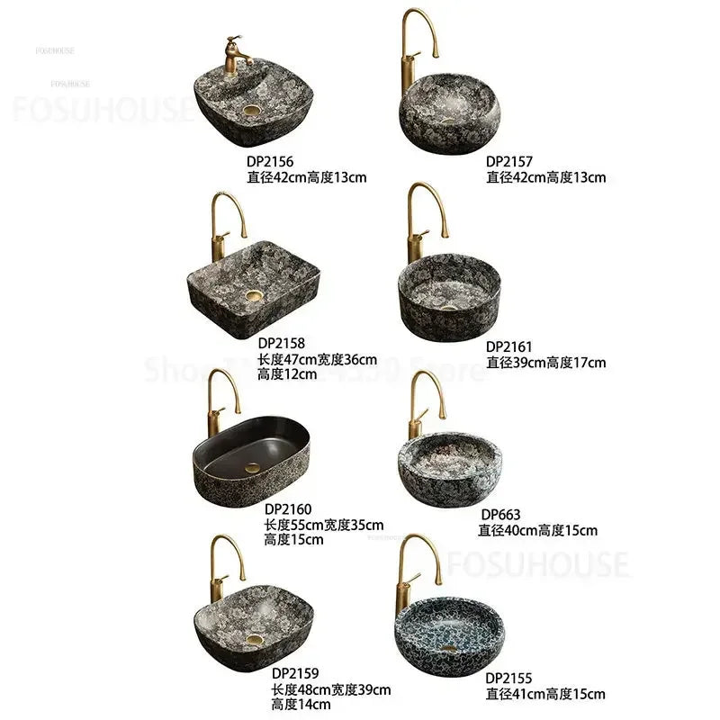 European Retro Bathroom Sinks Home Bathroom Washbasins Creative Ceramics Kitchen Sink Washbasin Garden Pool Countertop Basin C