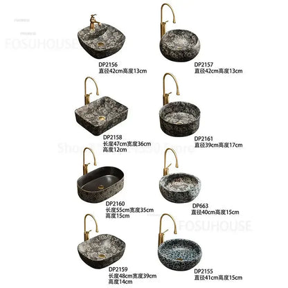 European Retro Bathroom Sinks Home Bathroom Washbasins Creative Ceramics Kitchen Sink Washbasin Garden Pool Countertop Basin C