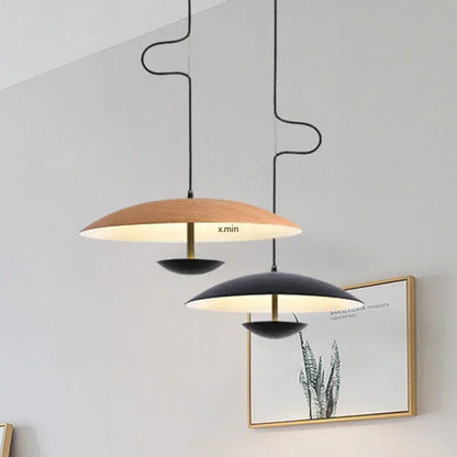 Nordic Design Led Pendant Lights  Home Decor Lighting Lusters Wood Grain Black Table Dining Room Kitchen Hanging Lamp Fixture