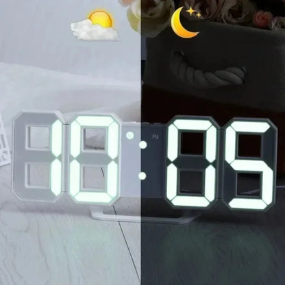 3D Adjustable Digital Wall Clock Decoration for Home Glow Night Mode Electronic Watch Living Room LED Clock Decor Clocks Garden