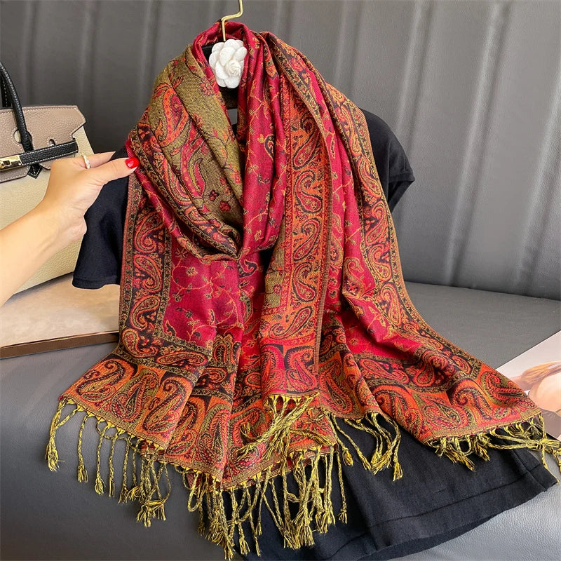 Bohemia Pashmina Hijab Scarf Long Muslim Cashmere Shawl Female Foulard Soft Turban Head Wraps For Women Headband Luxury Brand