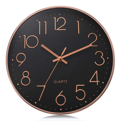 8 Inch 3D Numerals Easy to Read Wall Clock Classic Elegant Modern Silent Quartz Clocks for Living Room Bedroom Office