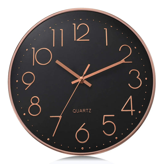 8 Inch 3D Numerals Easy to Read Wall Clock Classic Elegant Modern Silent Quartz Clocks for Living Room Bedroom Office