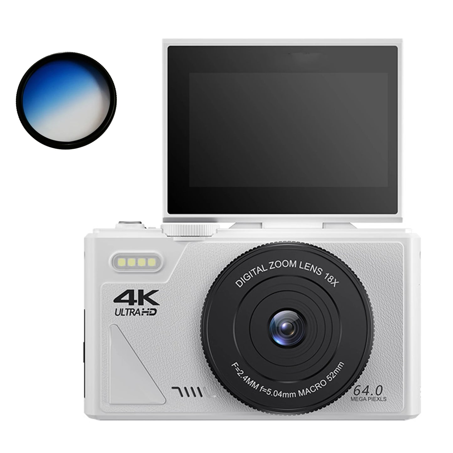 64MP Digital Camera for Photography 4K Video Vlogging Camcorder YouTube Webcam Cameras 18X Digital Zoom Camera 3" Flip Screen