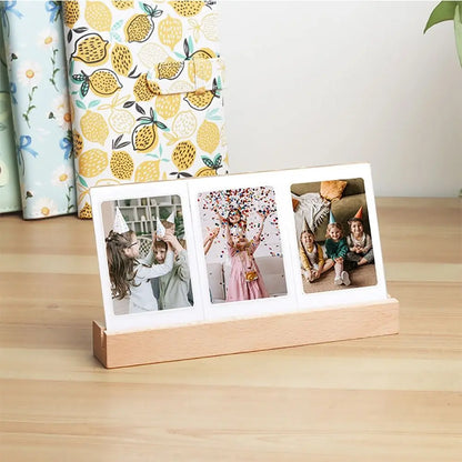 3 in 1 Photo Frame Instant Camera Acrylic LED Light 3 inch Picture Holder Photo Table for Fujifilm/Polaroid Desktop Decor