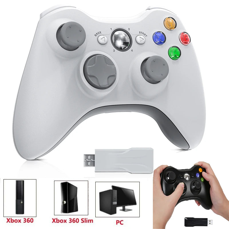 For Xbox 360/Slim/Elite/Winodow Video Game Gamepad Wireless/wired 2.4G Gaming Controller PC 6-axis Joystick Dual Vibration