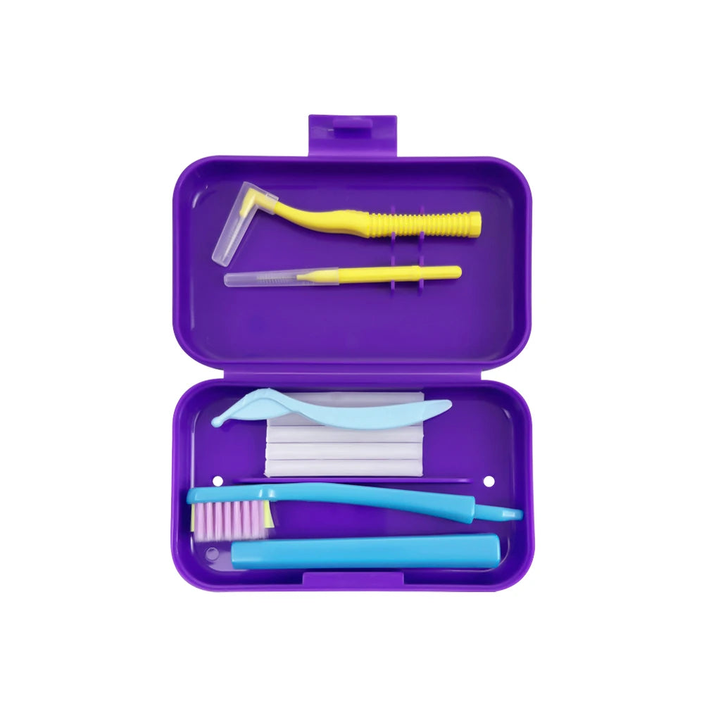 Dental Toothbrush Box Portable Travel Orthodontic Cleaning Set Storage Box Interdental Brush Brush Cover Oral Cleaning Care Kits