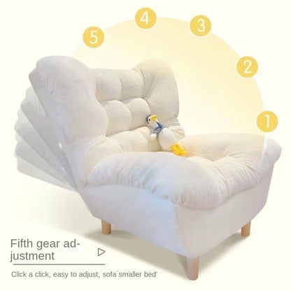 XD Lazy Sofa Cream Technology Cloth Sleepable Bedroom Small Sofa Tatami Single Sofa Adjustable Backrest Lounge Sofa Balcony Sofa