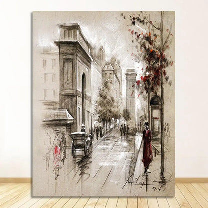 Prints Posters 3 Piece Abstract City Street Landscape Pictures For Living Room Wall Art Framework Canvas Paintings Home Decor HD