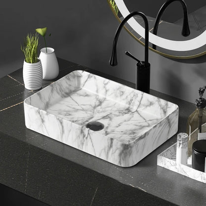 New Chinese style washbasin, ceramic square countertop basin, artistic basin, washbasin, single basin, bathroom, household use