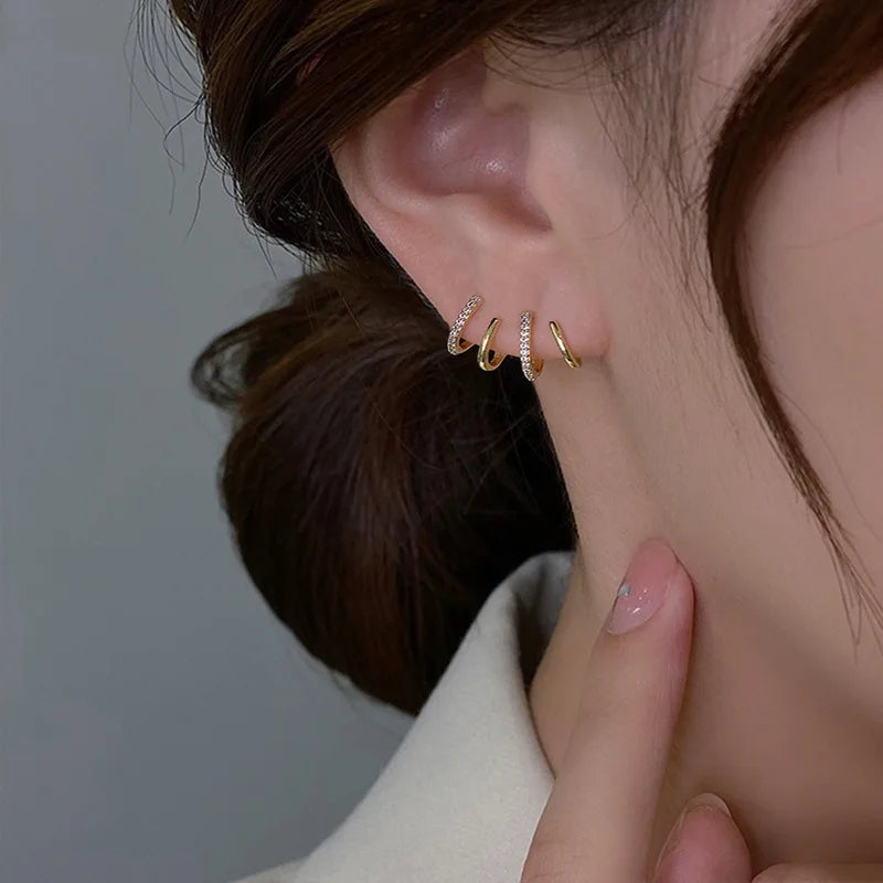 Korean Fashion Shiny Zircon Four Claws Stud Earrings for Women Dainty Ear Studs Girls Birthday Party Wedding New Fashion Jewelry