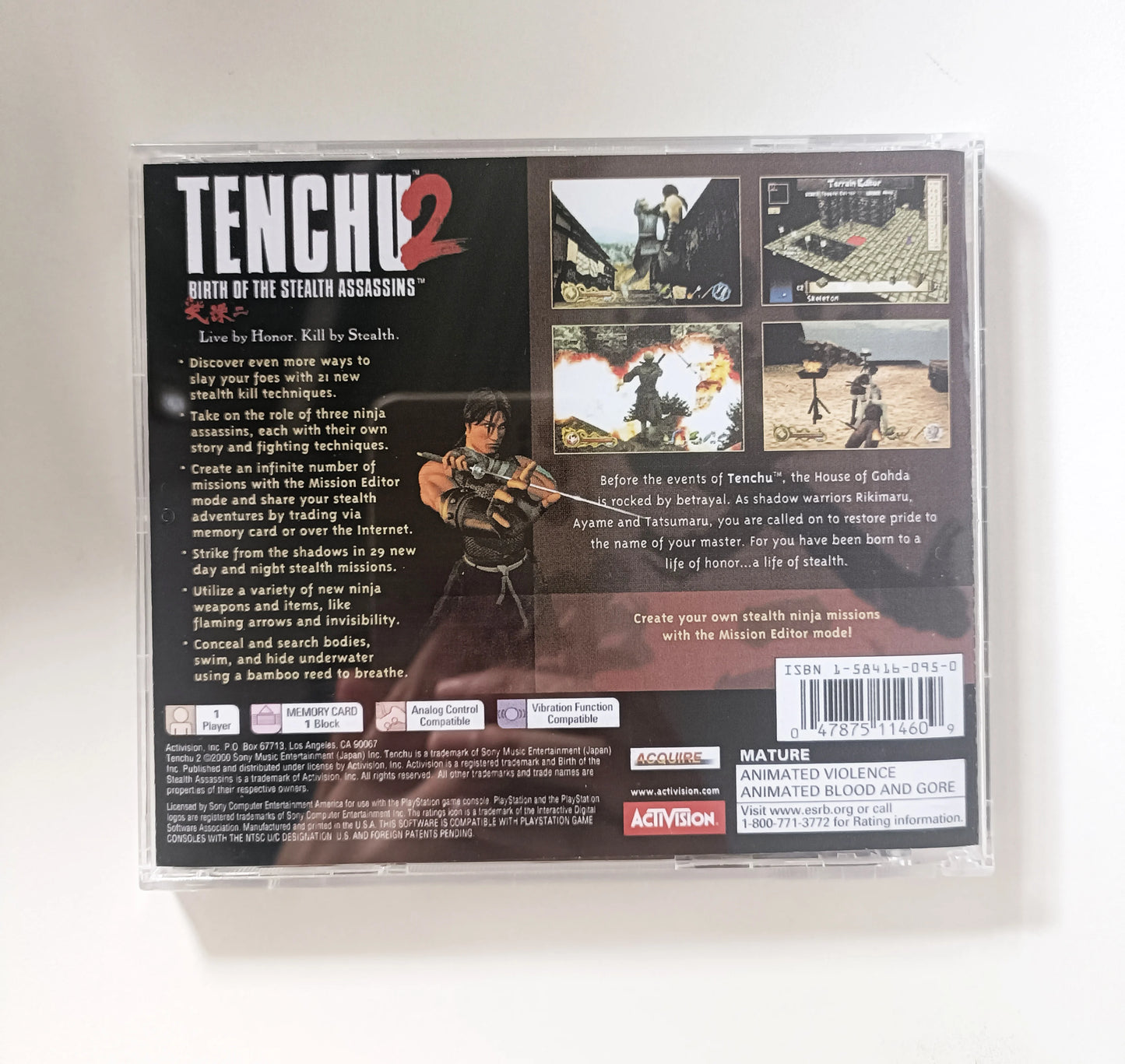 PS1 Tenchu2 With Manual Copy Disc Game Black Bottom Unlock Console Station 1 Retro Optical Driver Video Game Part