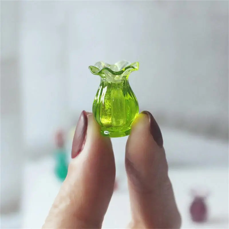 Simulation Glass Lace Vase Model Dollhouse Miniature Mini Living Room Decor Miniature Flower Vase Doll House Accessories