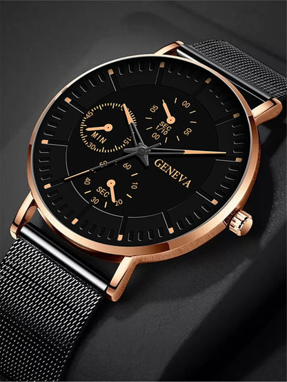 New Men Fashion Simple Watch  Male Commerce Watch Steel Mesh Sports Wristwatches Men's Watch Quartz Simple Casual Watch For