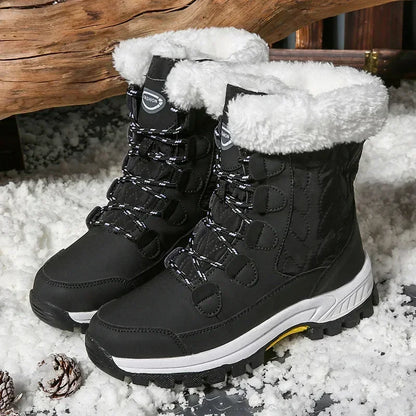 Women's winter boots, mid calf warm lined snow boots, non slip warm shoes, fashionable casual women's boots 2024