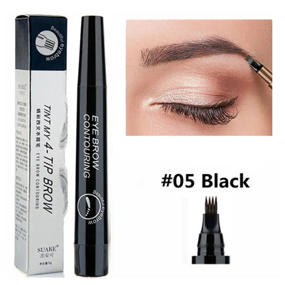 4 Splitted Head Eyebrow Pencil Long Last Smudge Proof Waterproof Sweat Proof High Pigmented Easy Applying Liquid Eyebrow Pencil