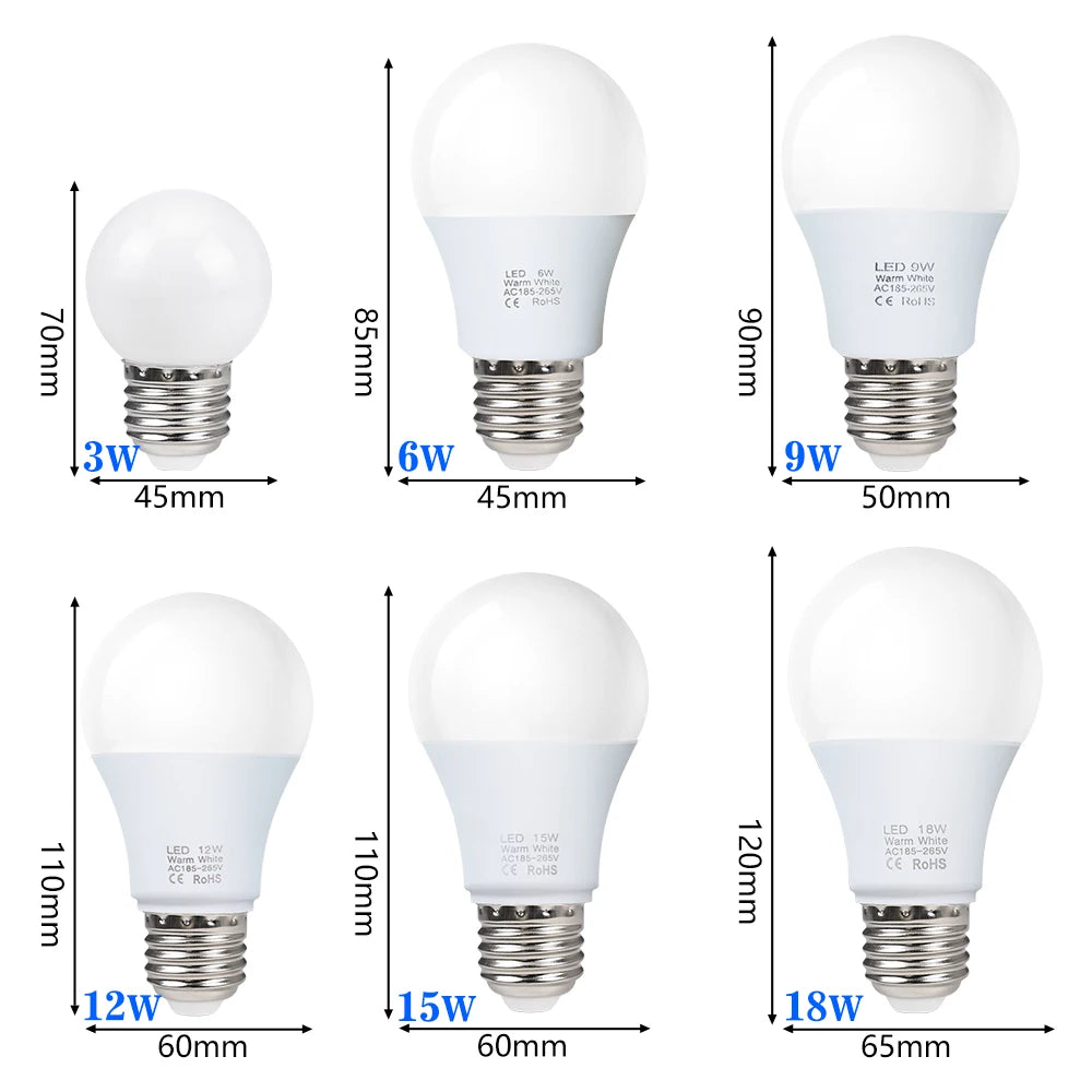 4pcs/lot E27 LED Bulb Lamps AC 220V SMD2835 3W 6W 9W 12W 15W 18W Lampada Led Light Bulbs Living Room Home Indoor LED Bombilla