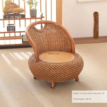 Vine Woven Chairs Household Small Chairs Courtyard Low Stools  Balcony Back  Garden Furniture Single Person Rattan Chairs