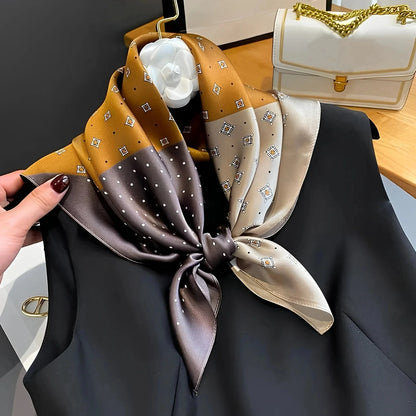 Fashion Luxury Brand 70cm Silk Square Scarf Women Satin Neck Tie Female Hair Bandana Headkerchief Shawl Wrap Hijab Echarpe