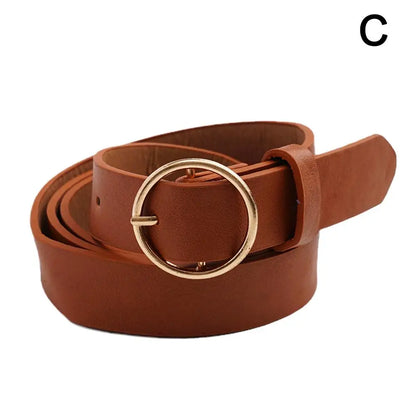 NEW High-end Round Women Belt Fashion Waist Belt Leather Metal Buckle For Ladies Leisure Dress Jeans Decoration Waistband