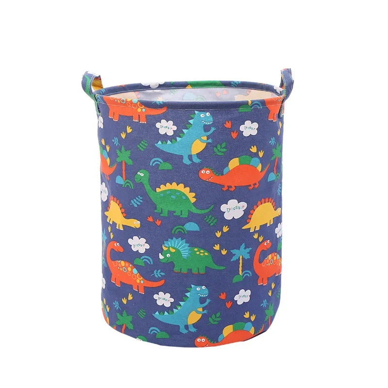 New Print Laundry Basket Portable Foldable Home Laundry Storage Bag Cotton Linen Hamper for Kids Toys Dirty Clothes Basket Large