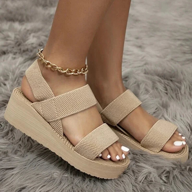 New Minimalist Slingback Wedge Sandals Outdoor Summer Lightweight Slides Solid Color Thick Bottom Ladies Shoes Female Sandals