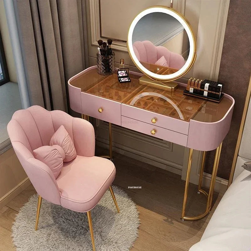 Glass Dressers  Bedroom Furniture Luxury Dressing Table with Mirror Home Vanity Makeup Table Storage Cabinet z