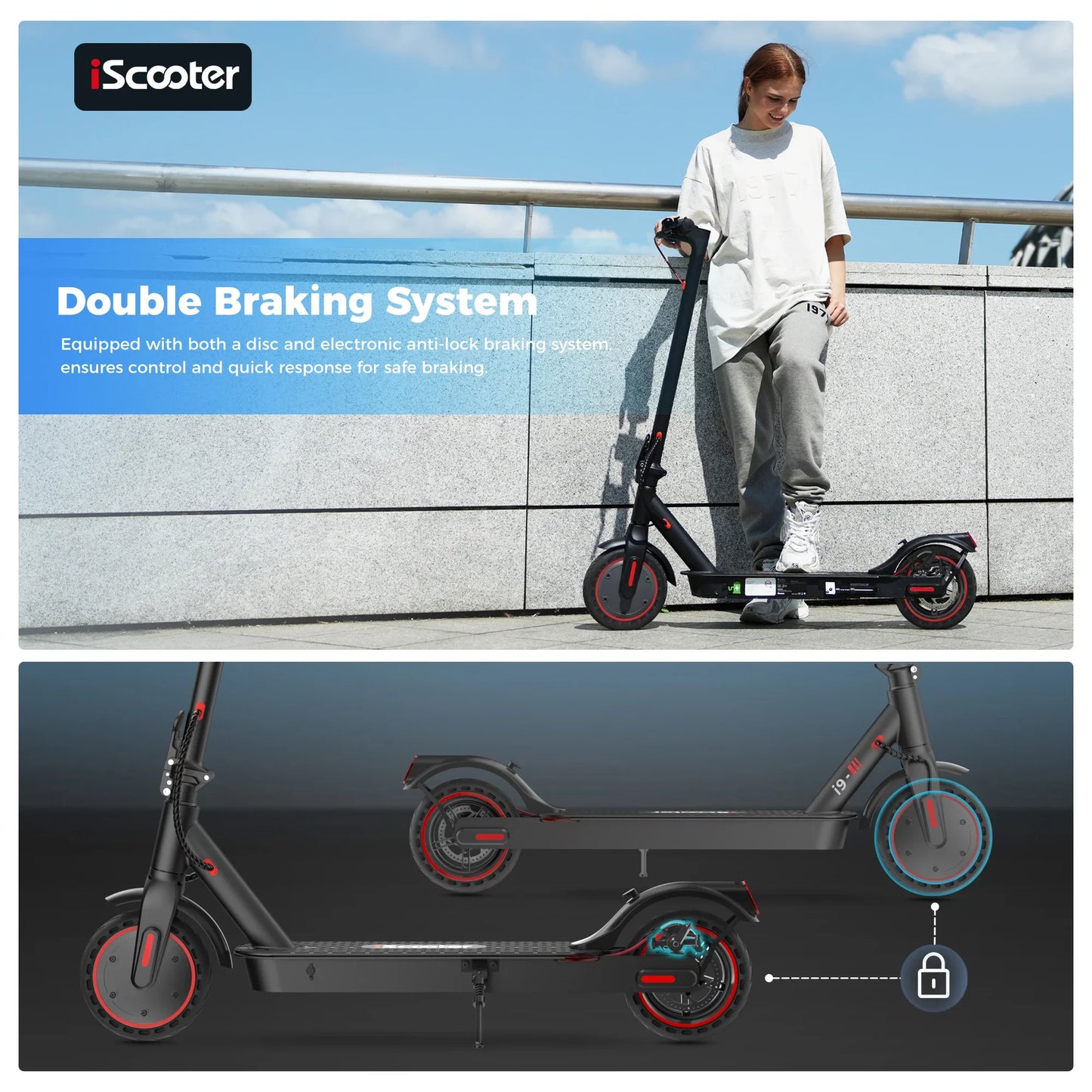 iScooter i9 Electric Scooter 350W Scooter for Adults 7.5Ah 30km/h Foldable E scooter 8.5 inch Honeycomb Tire scoorter electrico